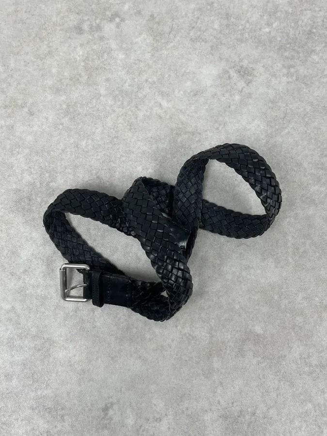 Saint Laurent Black Woven Classy Leather Belt YOfdITa 1