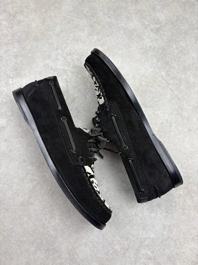 Saint Laurent Black Zebra Ponyhair Boat Shoes cQUCtad 5