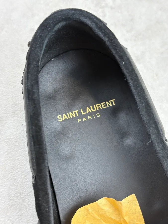 Saint Laurent Black Zebra Ponyhair Boat Shoes cQUCtad 9