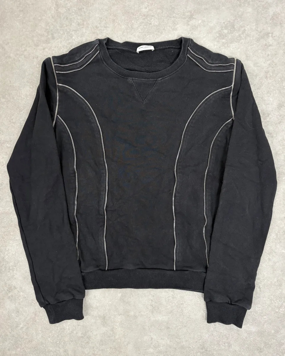 SS2015 Saint Laurent Black Multi Zip Sweater hxNWvEw 0