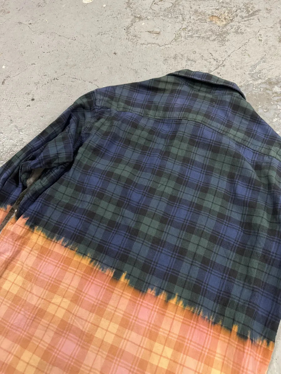 Saint Laurent Bleached Effect Checkered Green & Beige Fire Shirt FVvgChK 5