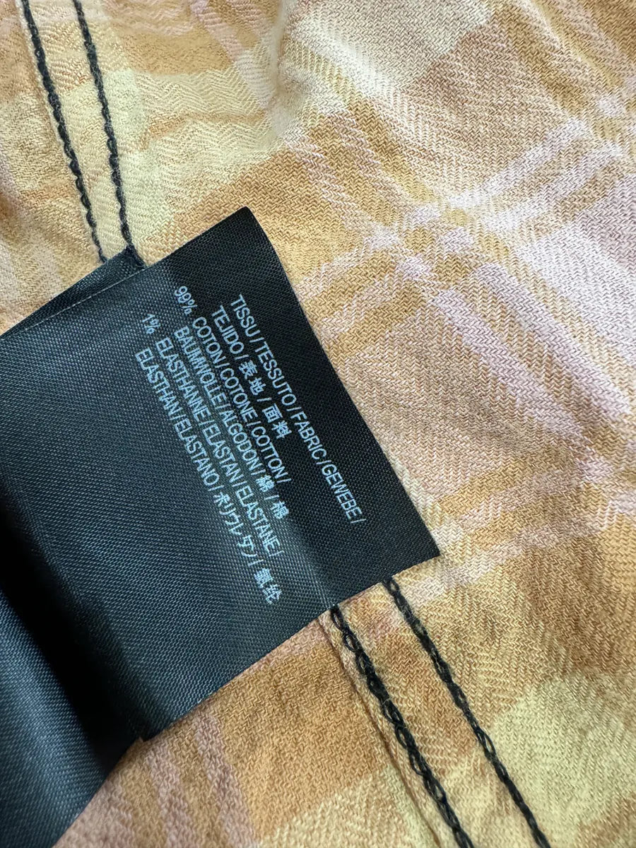 Saint Laurent Bleached Effect Checkered Green & Beige Fire Shirt FVvgChK 9