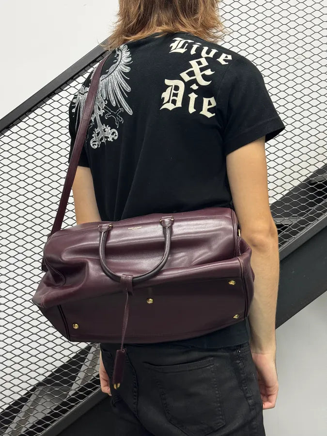 AW2013 Saint Laurent Bordeaux Leather Classic Duffle Bag RoVvsDF 3