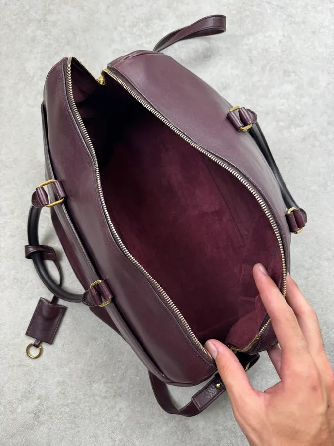 AW2013 Saint Laurent Bordeaux Leather Classic Duffle Bag RoVvsDF 14