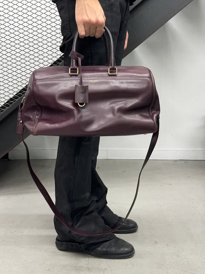 AW2013 Saint Laurent Bordeaux Leather Classic Duffle Bag RoVvsDF 2