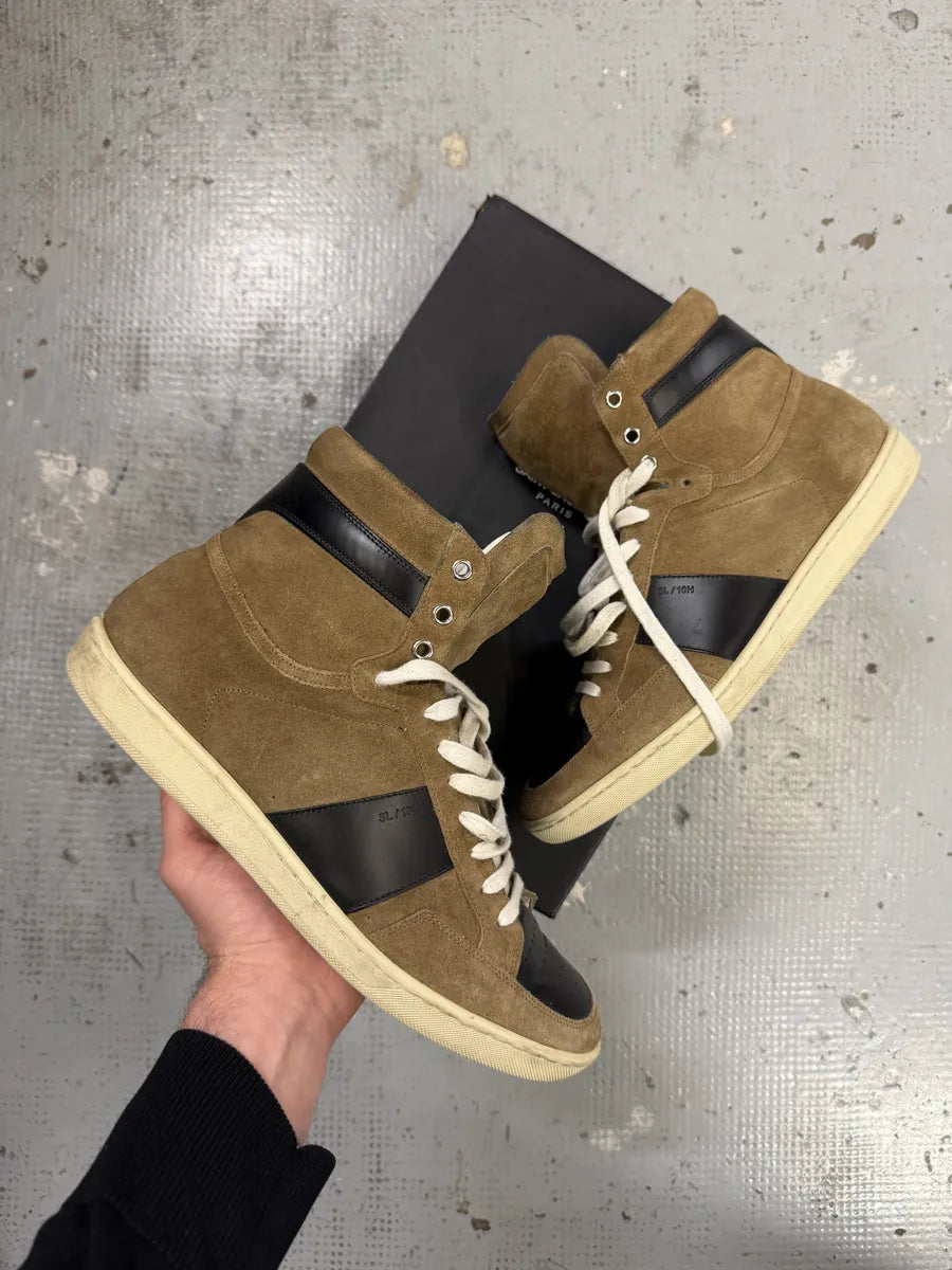 Saint Laurent Brown & Black Suede Leather High Sneakers GNoGnsH 0