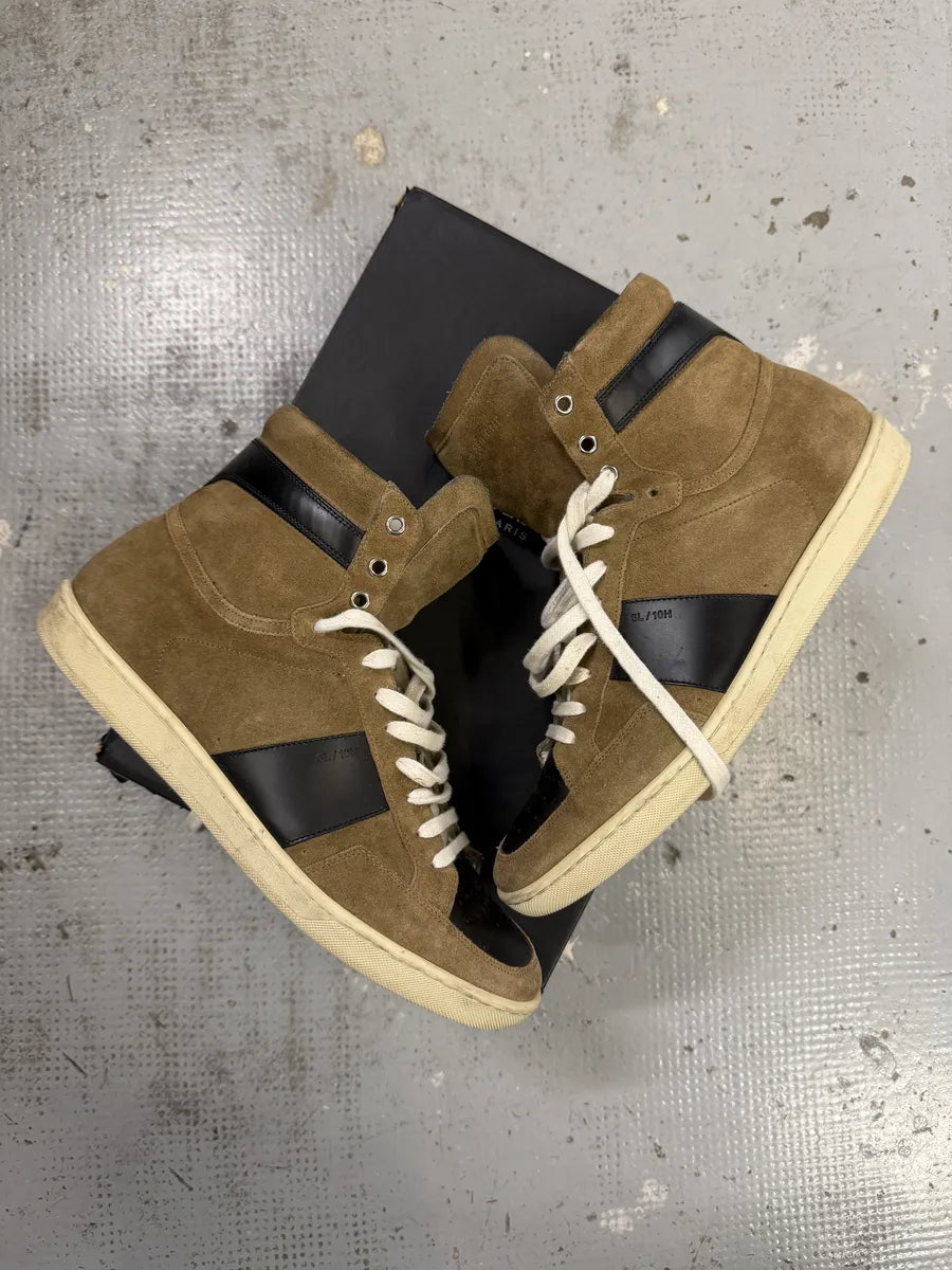 Saint Laurent Brown & Black Suede Leather High Sneakers GNoGnsH 1