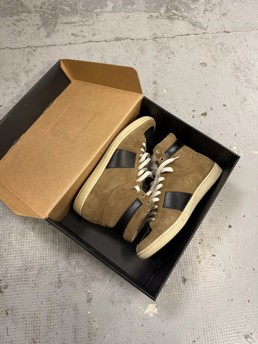 Saint Laurent Brown & Black Suede Leather High Sneakers GNoGnsH 4