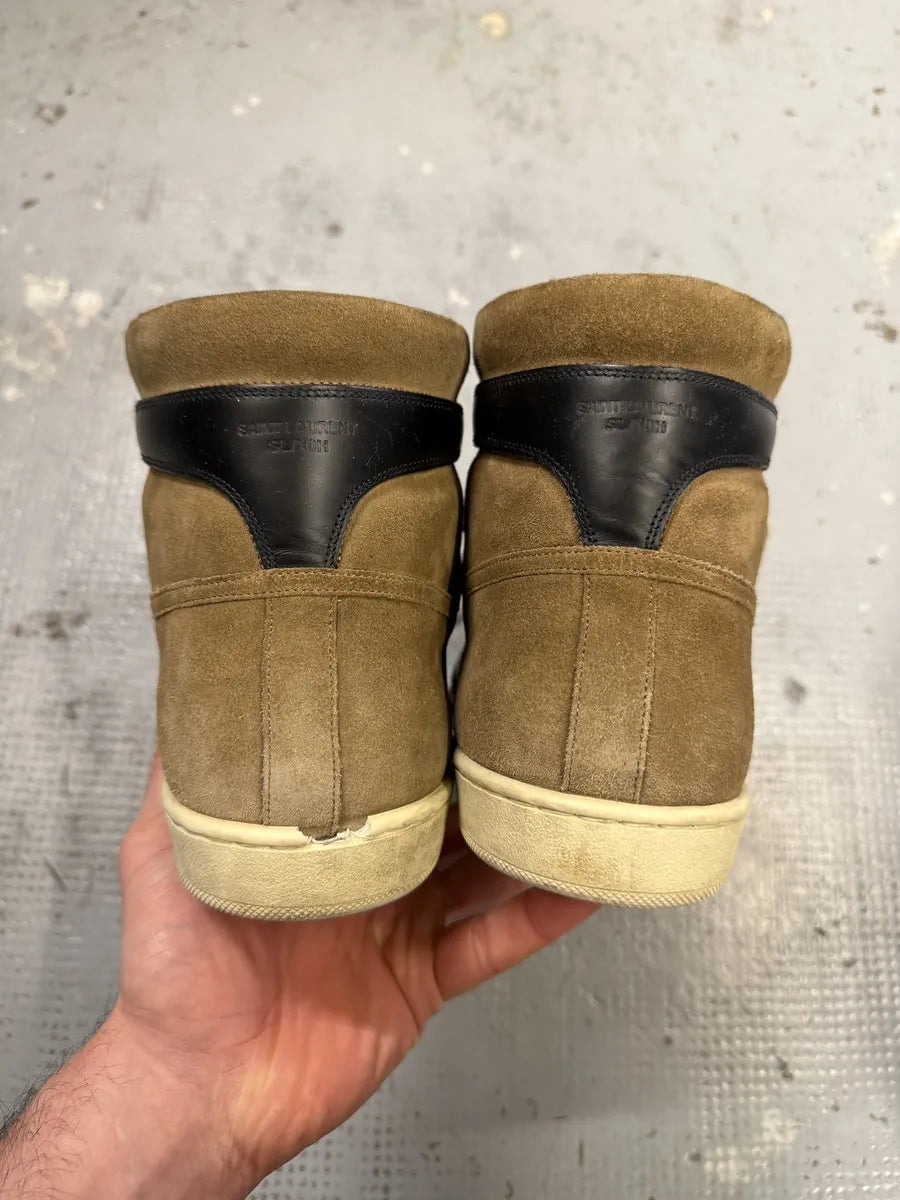 Saint Laurent Brown & Black Suede Leather High Sneakers GNoGnsH 6
