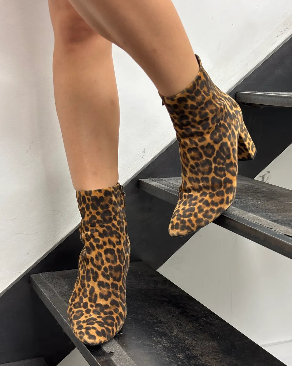 Saint Laurent Brown Leopard Suede Ankle Boots HhKIqVK 1