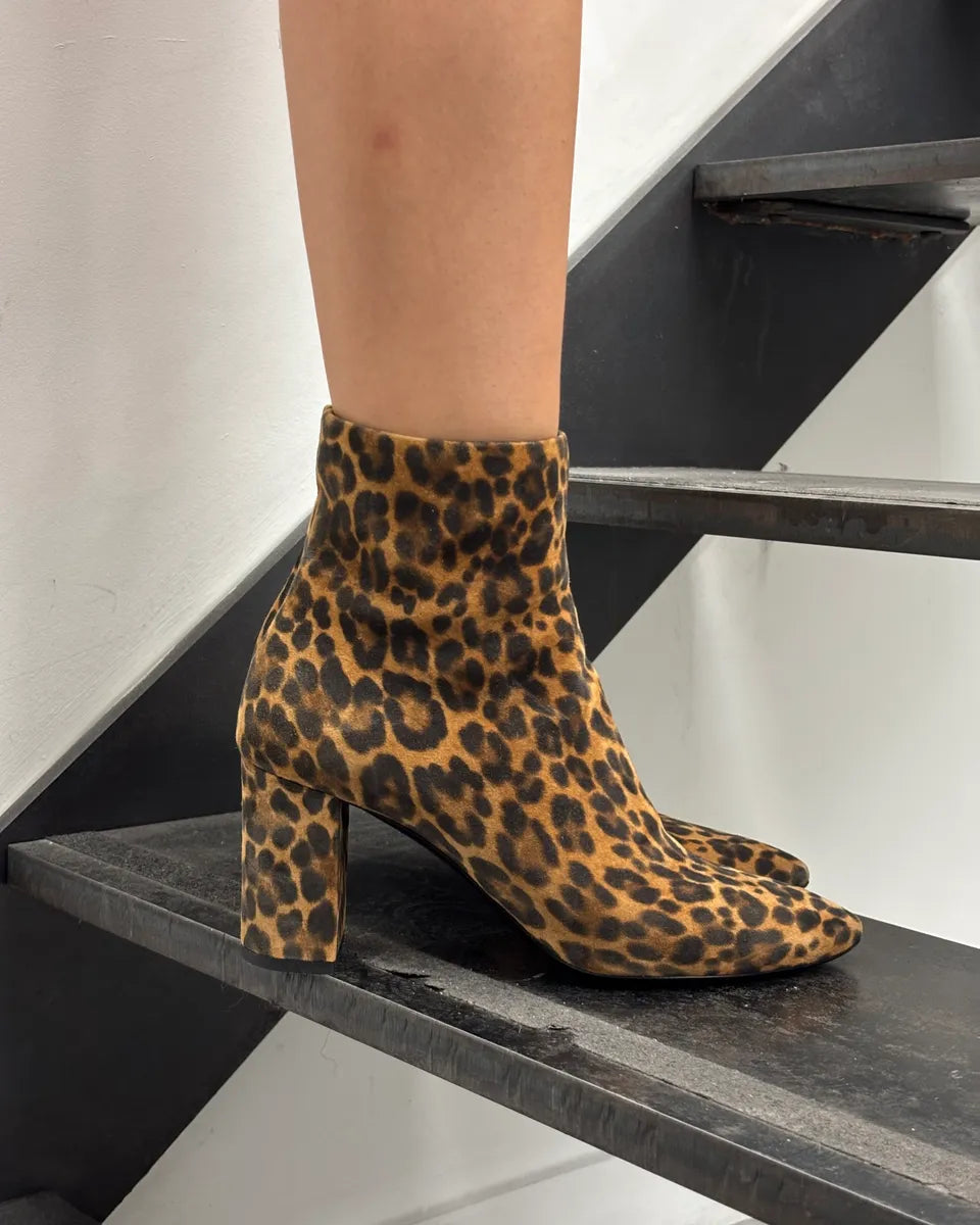 Saint Laurent Brown Leopard Suede Ankle Boots HhKIqVK 2