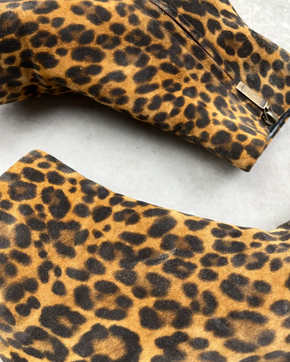 Saint Laurent Brown Leopard Suede Ankle Boots HhKIqVK 6