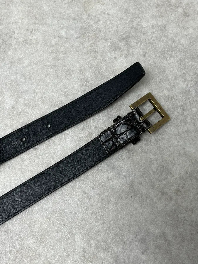 Saint Laurent Black Satin Leather Classy Belt pCJydFm 2