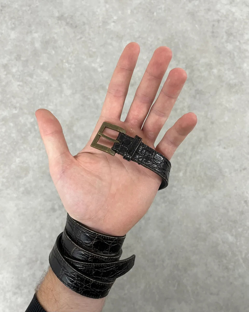 Saint Laurent Black Satin Leather Classy Belt pCJydFm 0