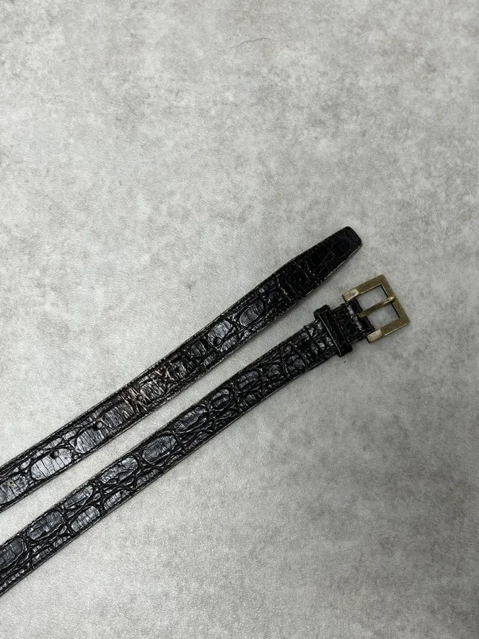 Saint Laurent Black Satin Leather Classy Belt pCJydFm 5