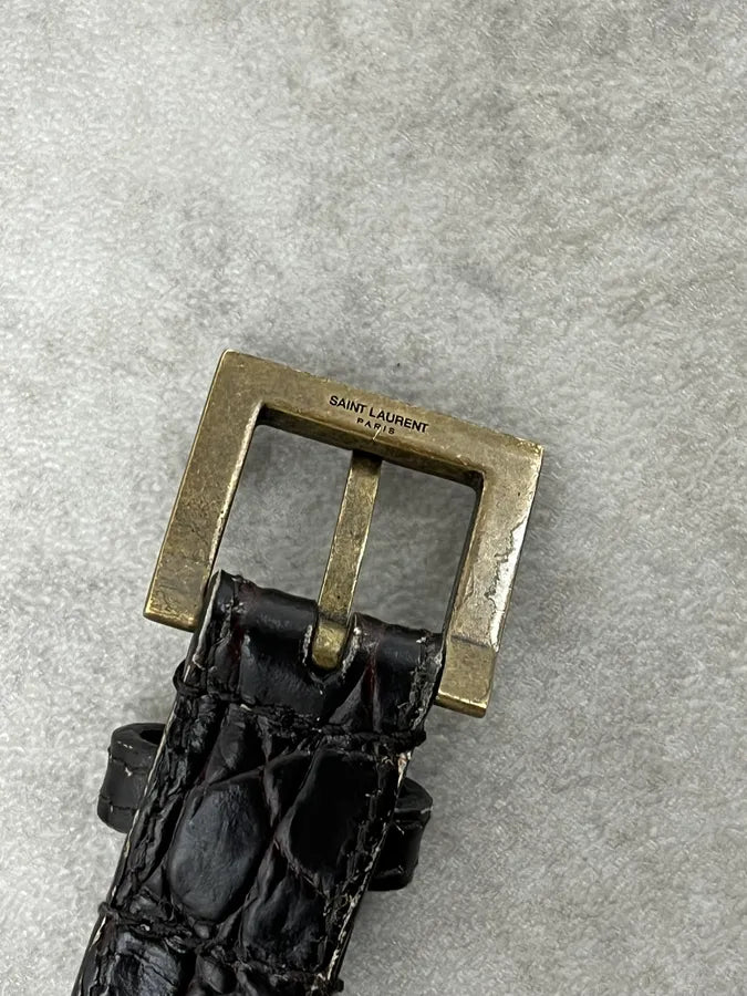 Saint Laurent Black Satin Leather Classy Belt pCJydFm 3