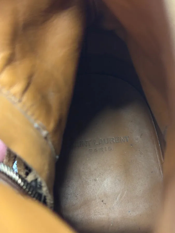 Saint Laurent Camel Suede Ankle Leather Boots VVlWvGm 9