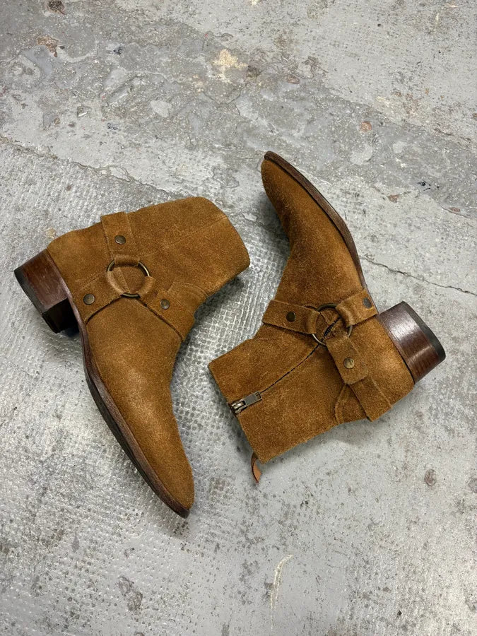 Saint Laurent Camel Suede Ankle Leather Boots VVlWvGm 5
