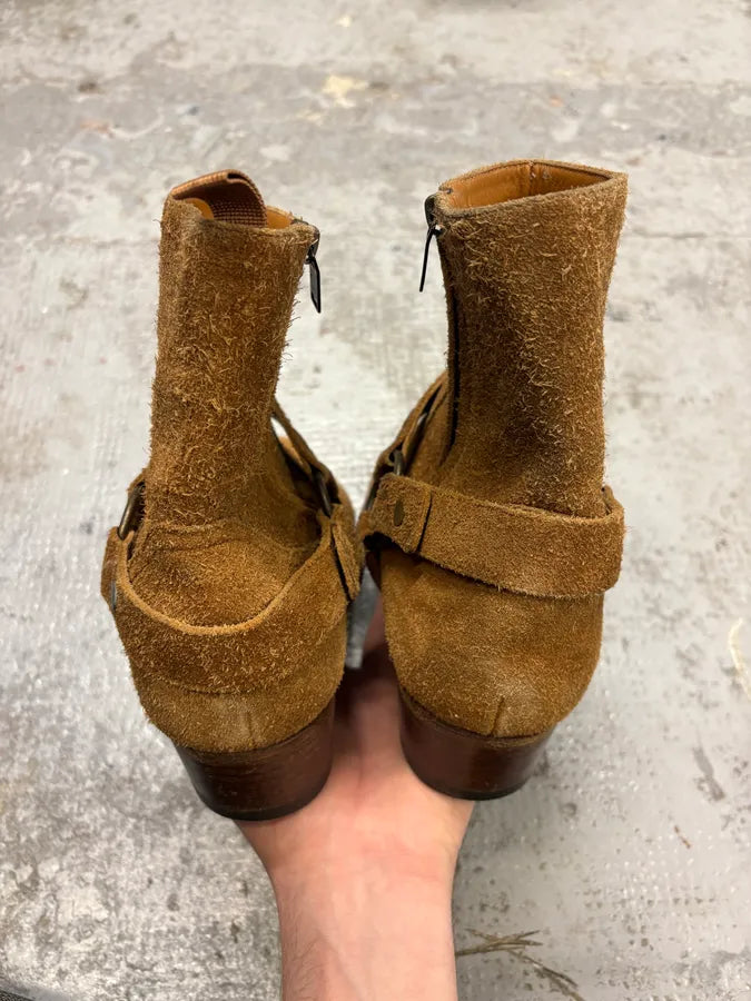 Saint Laurent Camel Suede Ankle Leather Boots VVlWvGm 6