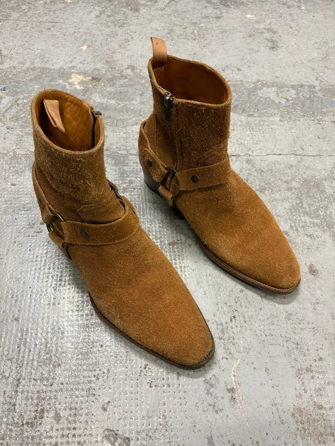 Saint Laurent Camel Suede Ankle Leather Boots VVlWvGm 3