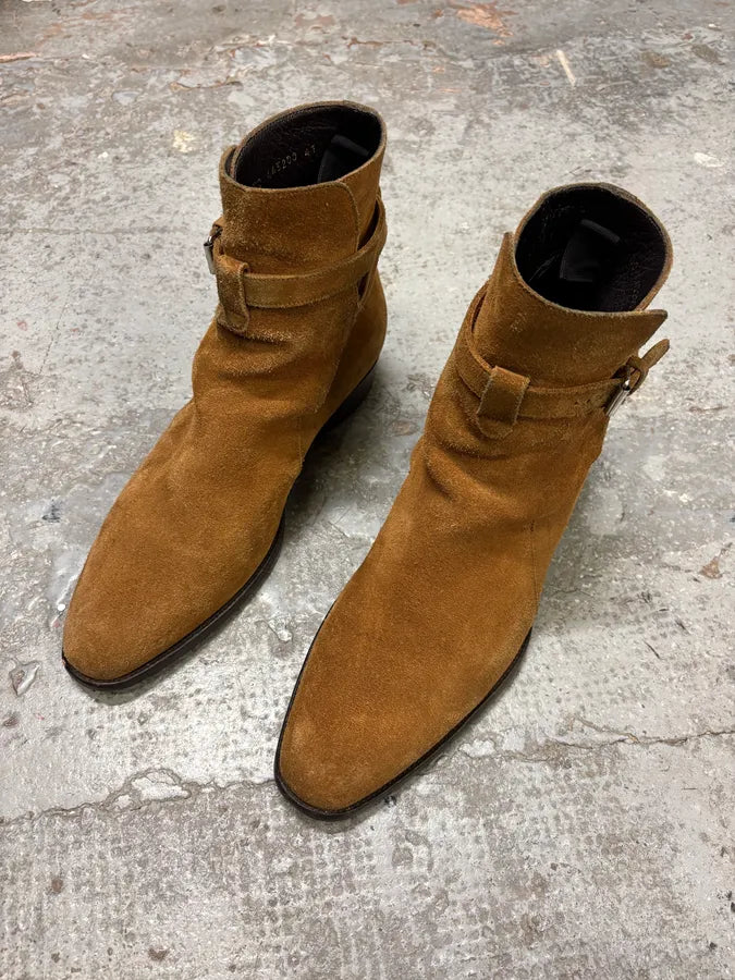 Saint Laurent Camel Suede High Ankle Boots RvCQPGA 2