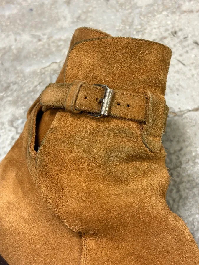 Saint Laurent Camel Suede High Ankle Boots RvCQPGA 9