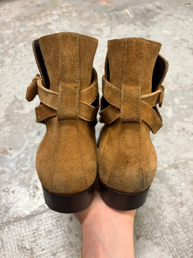 Saint Laurent Camel Suede High Ankle Boots RvCQPGA 6