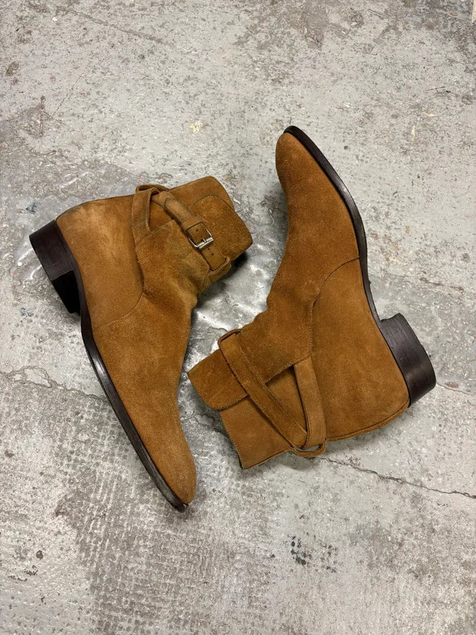 Saint Laurent Camel Suede High Ankle Boots RvCQPGA 5