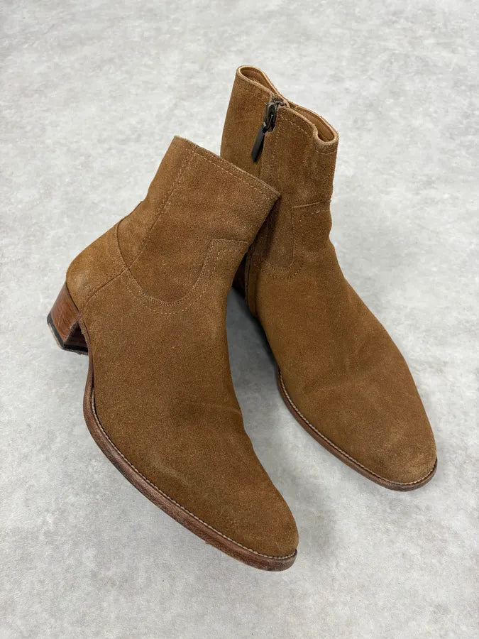 Saint Laurent Camel Suede Leather Ankle Boots SBlFbks 4