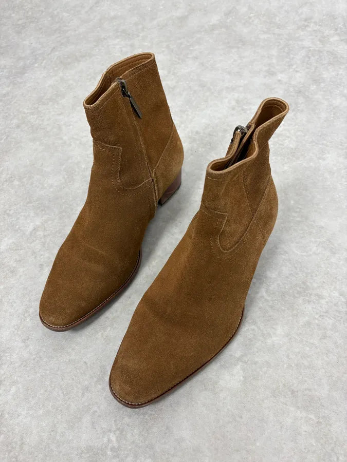 Saint Laurent Camel Suede Leather Ankle Boots SBlFbks 2