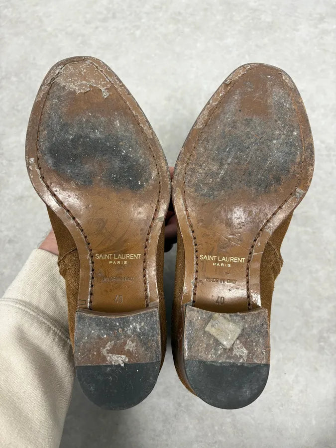 Saint Laurent Camel Suede Leather Ankle Boots SBlFbks 7