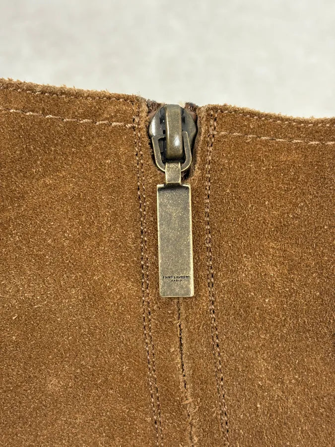 Saint Laurent Camel Suede Leather Ankle Boots SBlFbks 8