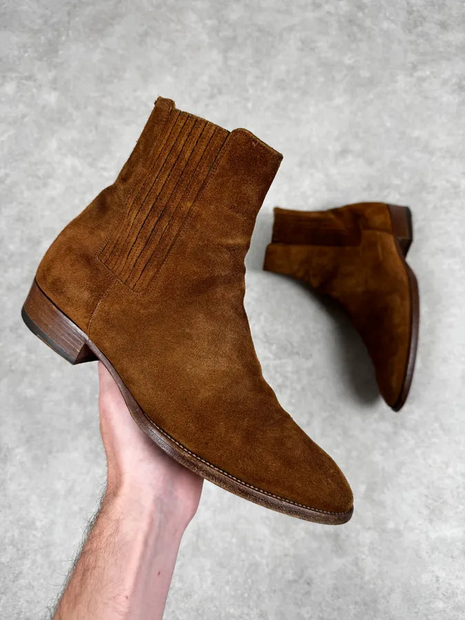 Saint Laurent Camel Suede Leather Boots pVsANBn 0