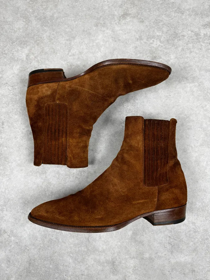Saint Laurent Camel Suede Leather Boots pVsANBn 2
