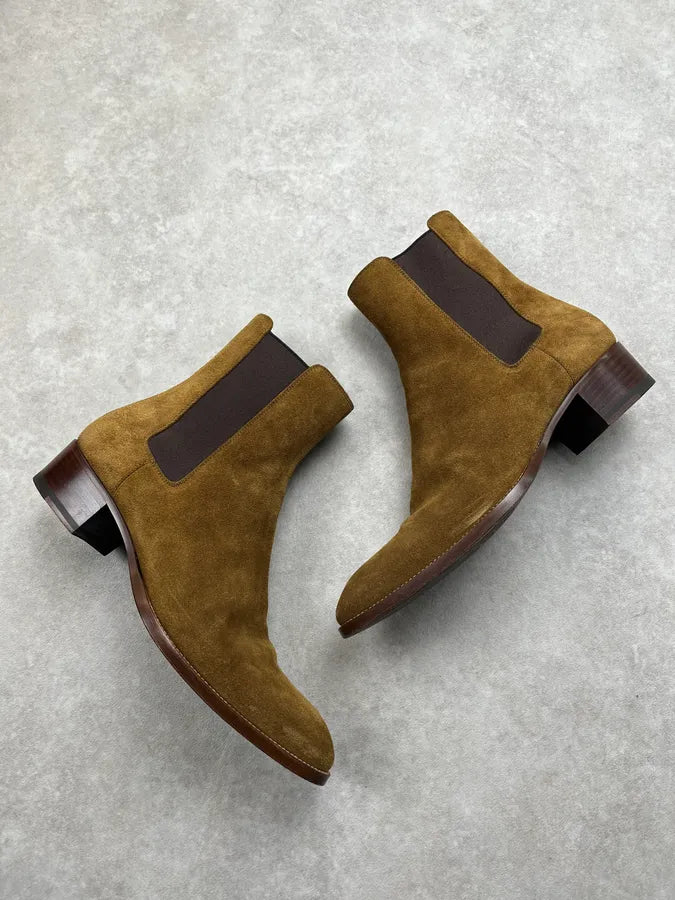 Saint Laurent Camel Suede Wyatt Chelsea Boots wqRKOTt 1