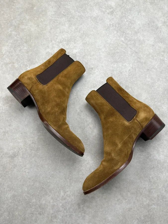 Saint Laurent Camel Suede Wyatt Chelsea Boots wqRKOTt 2