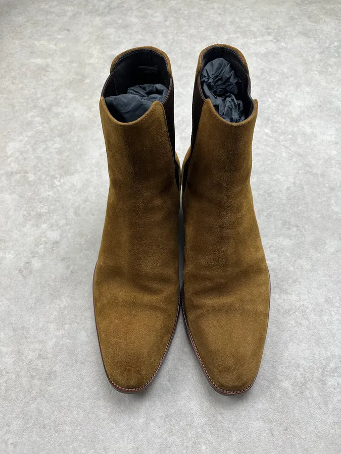Saint Laurent Camel Suede Wyatt Chelsea Boots wqRKOTt 3