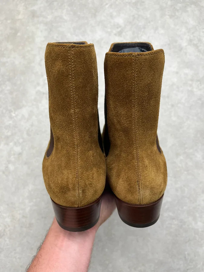 Saint Laurent Camel Suede Wyatt Chelsea Boots wqRKOTt 4
