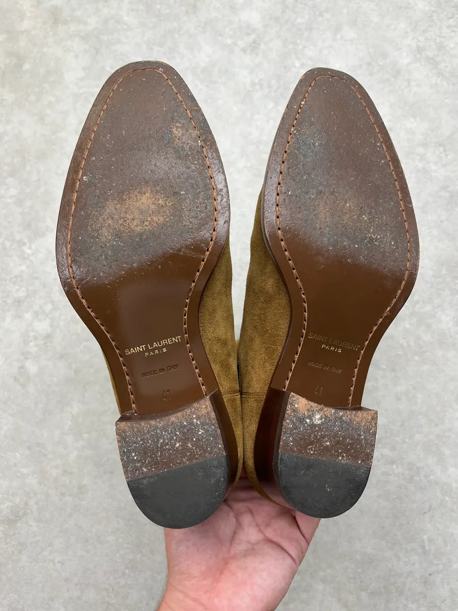Saint Laurent Camel Suede Wyatt Chelsea Boots wqRKOTt 5