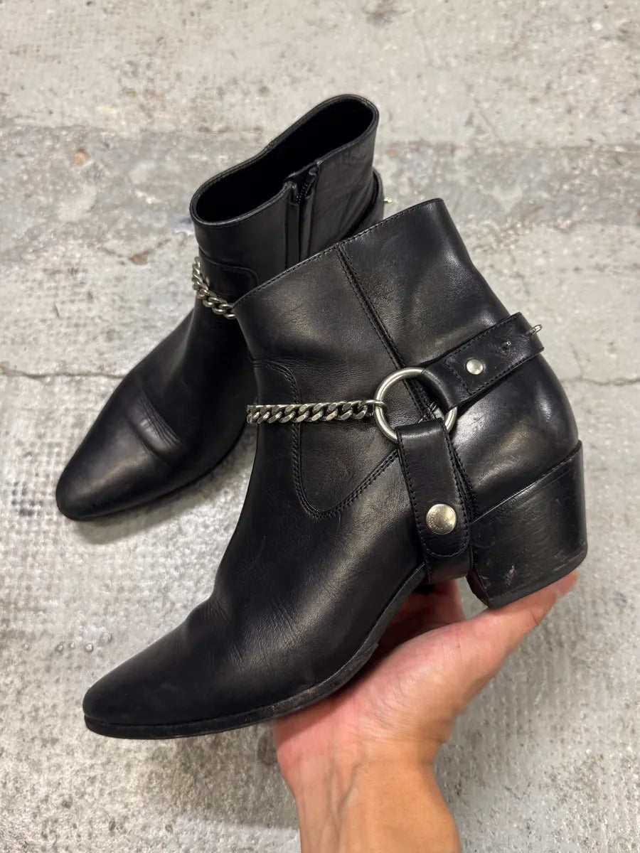 Saint Laurent Cowboy Ankle Leather Black Boots CVDbEWh 0