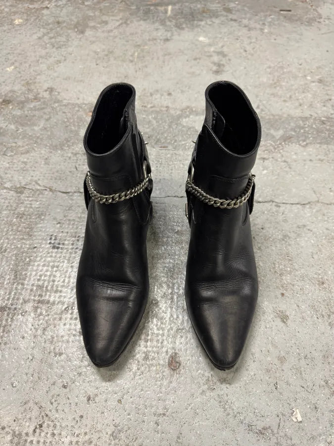 Saint Laurent Cowboy Ankle Leather Black Boots CVDbEWh 2