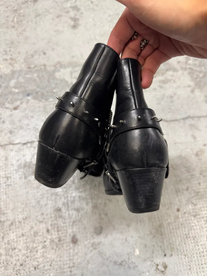 Saint Laurent Cowboy Ankle Leather Black Boots CVDbEWh 3