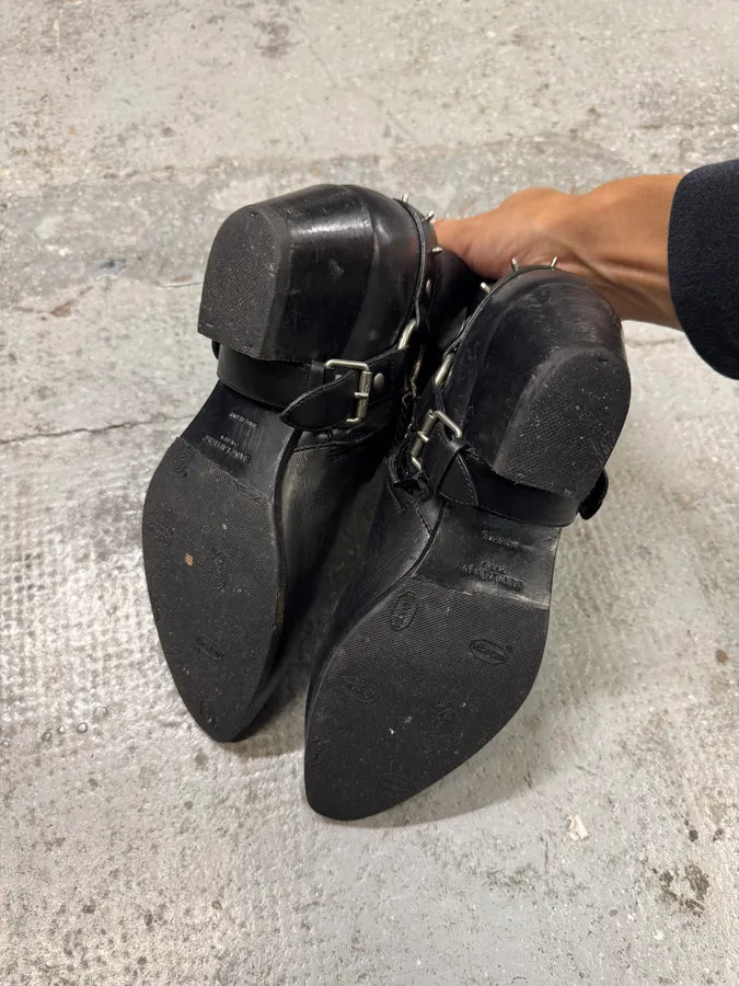 Saint Laurent Cowboy Ankle Leather Black Boots CVDbEWh 5