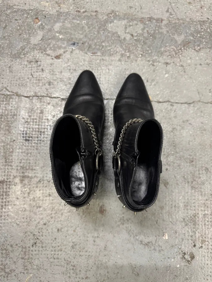 Saint Laurent Cowboy Ankle Leather Black Boots CVDbEWh 6