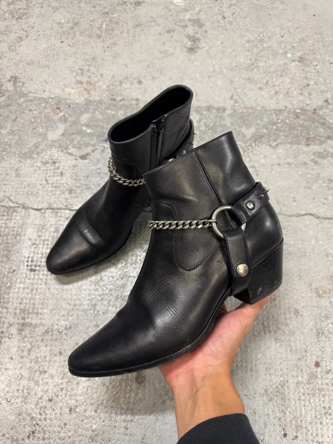 Saint Laurent Cowboy Ankle Leather Black Boots CVDbEWh 9