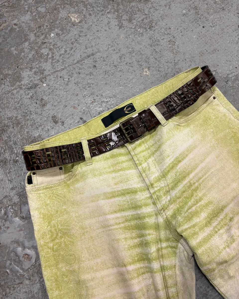 Saint Laurent Crocodile Effect Brown Leather Belt (OS) IMYCiyo 0