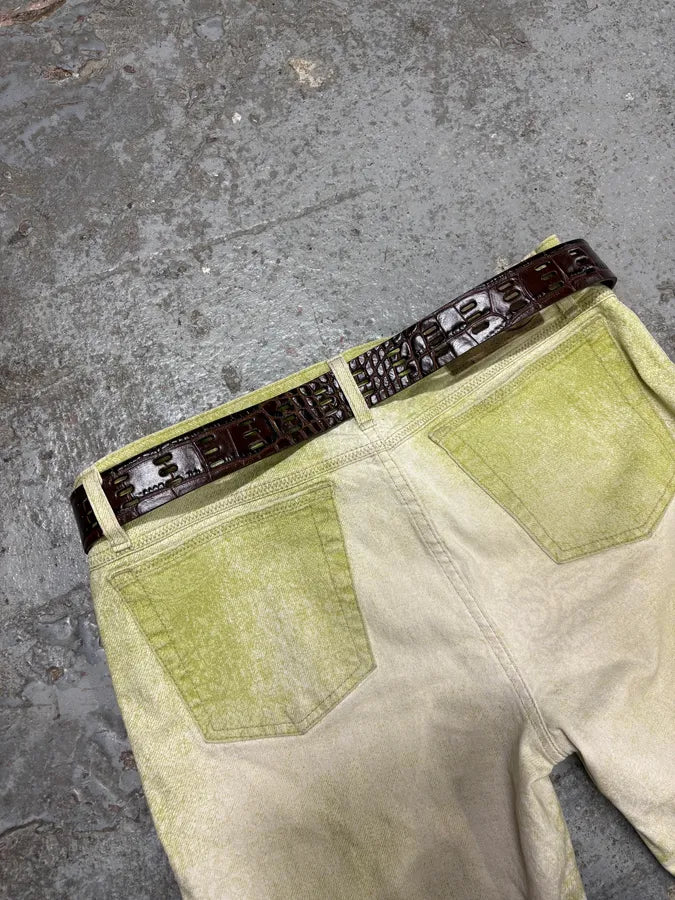 Saint Laurent Crocodile Effect Brown Leather Belt (OS) IMYCiyo 2