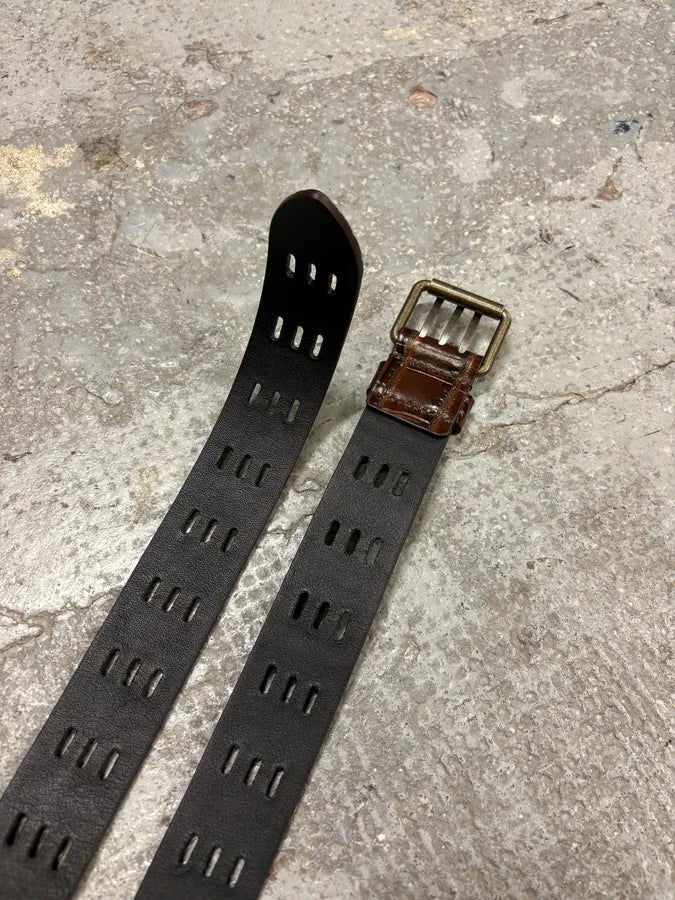 Saint Laurent Crocodile Effect Brown Leather Belt (OS) IMYCiyo 4