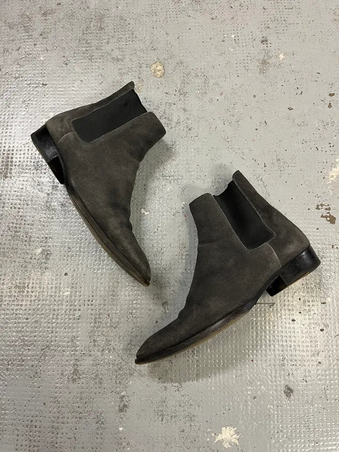 Saint Laurent Dark Grey Suede Chelsea Boots SopdhUA 2