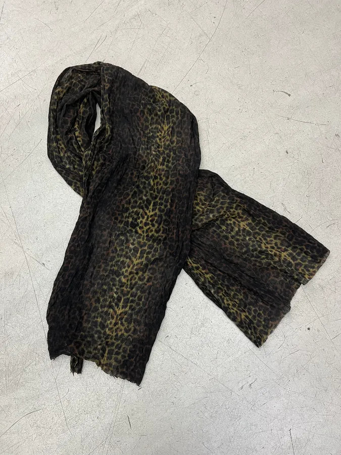 SS2014 Saint Laurent Dark Wool Leopard Scarf lvTTtCw 3